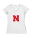 Nebraska Huskers Women's V-neck Fitted Cotton T-Shirt White