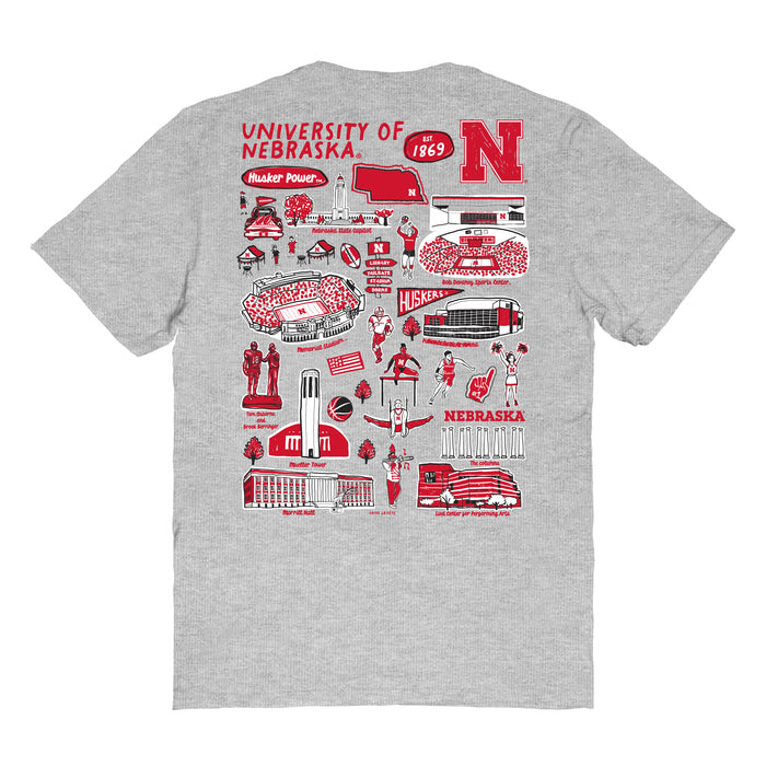 Nebraska Huskers Vive La Fete Impressions Artwork Red Womens Cotton Tshirt - Vive La Fête - Online Apparel Store