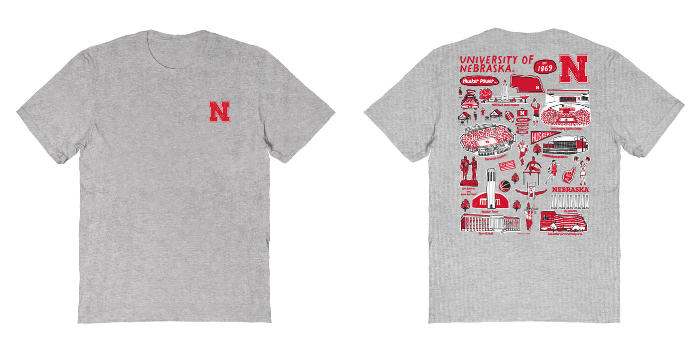 Nebraska Huskers Vive La Fete Impressions Artwork Red Womens Cotton Tshirt - Vive La Fête - Online Apparel Store