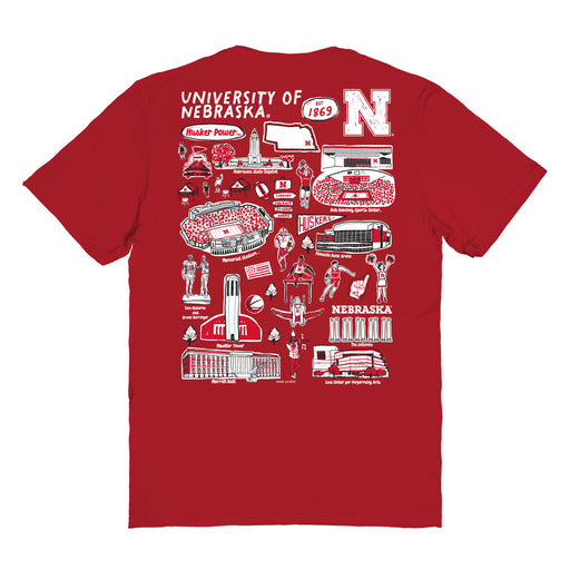 Nebraska Huskers Vive La Fete Impressions Artwork Red Womens Cotton Tshirt - Vive La Fête - Online Apparel Store