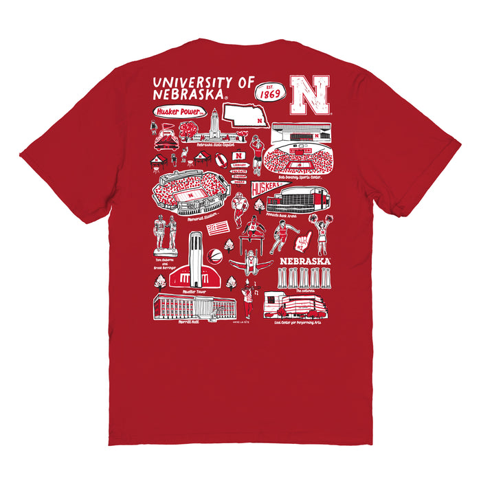 Nebraska Huskers Vive La Fete Impressions Artwork Red Womens Cotton Tshirt - Vive La Fête - Online Apparel Store
