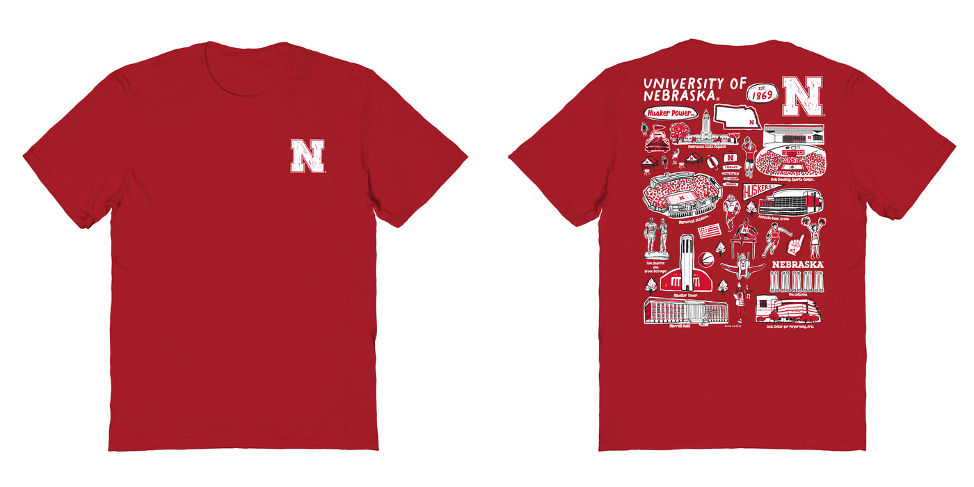 Nebraska Huskers Vive La Fete Impressions Artwork Red Womens Cotton Tshirt - Vive La Fête - Online Apparel Store