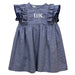 Nebraska-Kearney Lopers UNK Embroidered Navy Gingham Ruffle Dress