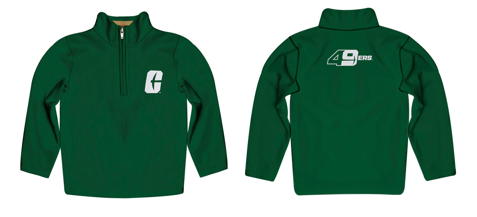 UNC University of North Carolina at Charlotte 49ers  Vive La Fete Game Day Solid Green Quarter Zip Pullover Sleeves - Vive La Fête - Online Apparel Store