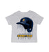 UNC Greensboro Spartans UNCG Original Dripping Baseball Helmet Grey Cotton T-Shirt  by Vive La Fete
