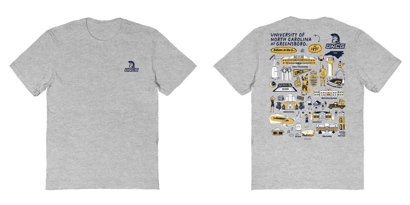 UNC Greensboro Spartans UNCG Vive La Fete Impressions Artwork Navy Womens Cotton Tshirt - Vive La Fête - Online Apparel Store