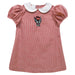 North Carolina State University Embroidered Cardinal Red Gingham Short Sleeve A Line Dress