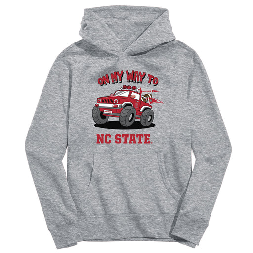 North Carolina State Wolfpacks On My Way Monster Truck Heather Grey Cotton Youth Hoodie