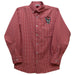 North Carolina State University Embroidered Cardinal Red Gingham Long Sleeve Button Down Shirt