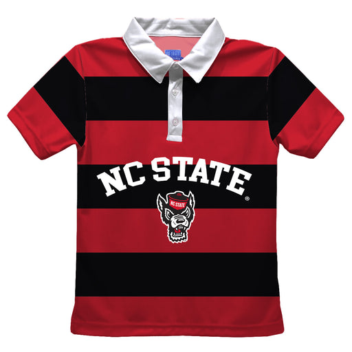 NC State Wolfpack Stripes Short Sleeve Polo Box Shirt Red and Black - Vive La Fête - Online Apparel Store