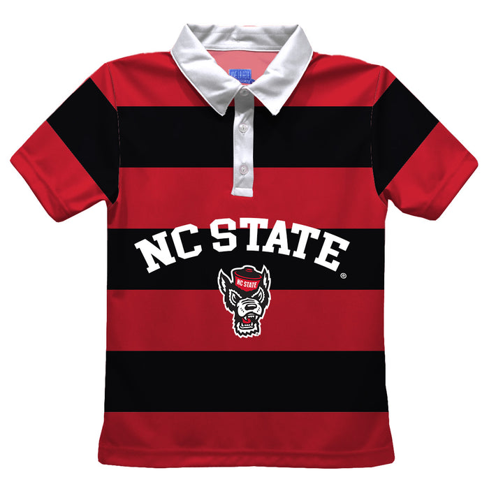 NC State Wolfpack Stripes Short Sleeve Polo Box Shirt Red and Black - Vive La Fête - Online Apparel Store