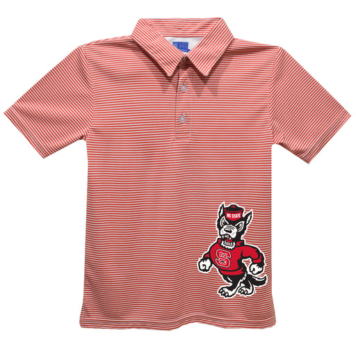 NC State Wolfpack Stripes Short Sleeve Polo Box Shirt Red Cardinal