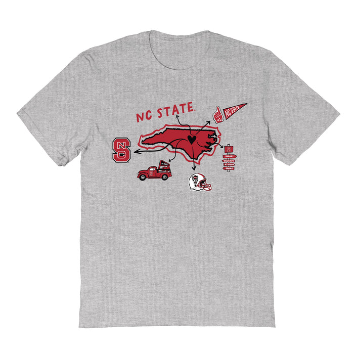 North Carolina State Wolfpacks Hand Sketched Vive La Fete Impressions Icones Kids Grey T-shirt
