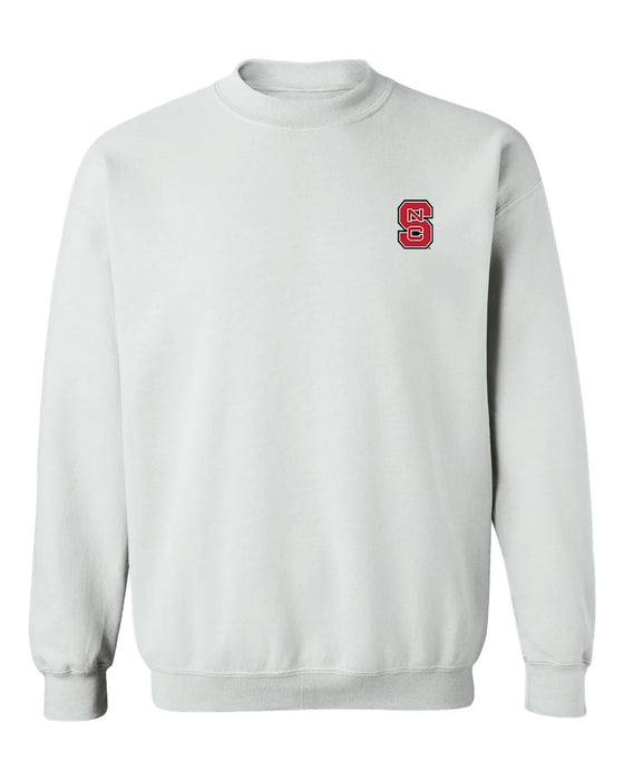 North Carolina State Wolfpacks Hand Sketched Vive La Fete Impressions Artwork White Crew Neck Sweatshirt for Women