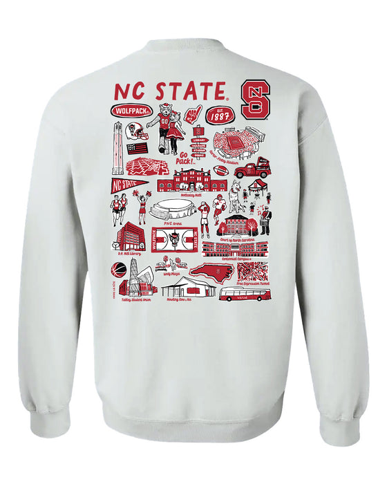 North Carolina State Wolfpacks Hand Sketched Vive La Fete Impressions Artwork Red Crew Neck Sweatshirt for Women - Vive La Fête - Online Apparel Store