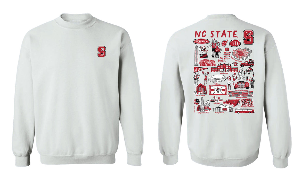 North Carolina State Wolfpacks Hand Sketched Vive La Fete Impressions Artwork Red Crew Neck Sweatshirt for Women - Vive La Fête - Online Apparel Store