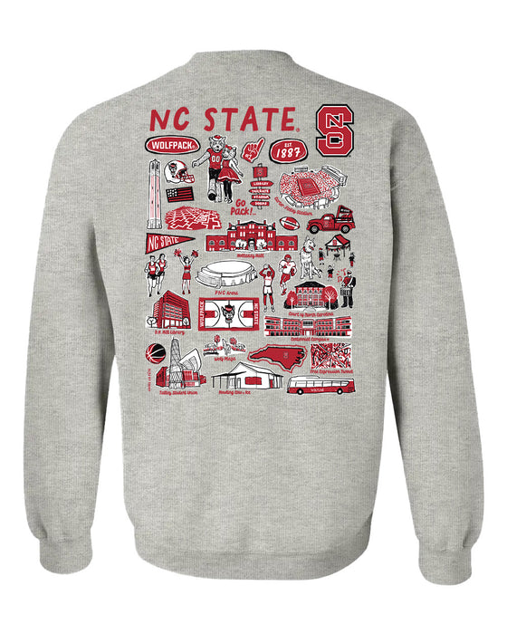 North Carolina State Wolfpacks Hand Sketched Vive La Fete Impressions Artwork Red Crew Neck Sweatshirt for Women - Vive La Fête - Online Apparel Store