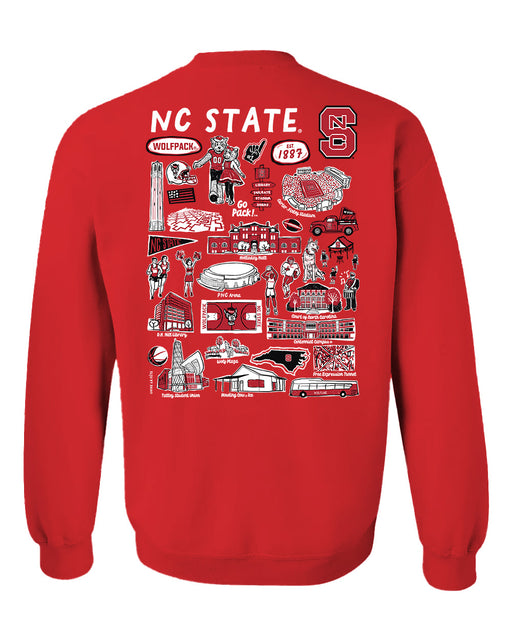 North Carolina State Wolfpacks Hand Sketched Vive La Fete Impressions Artwork Red Crew Neck Sweatshirt for Women - Vive La Fête - Online Apparel Store