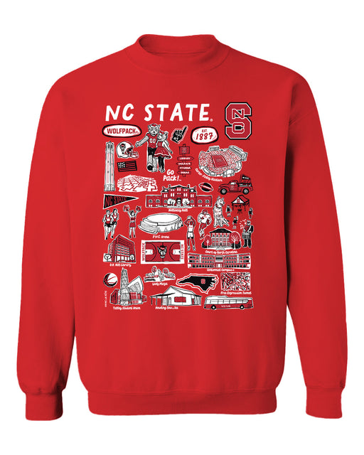 North Carolina State Wolfpacks Vive La Fete Impressions Red Cotton Crewneck Sweatshirt for Women