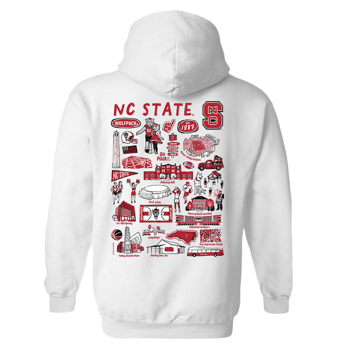 North Carolina State Wolfpacks Hand Sketched Vive La Fete Impressions Artwork Red Cotton Fleece Long Sleeve Hoodie - Vive La Fête - Online Apparel Store
