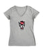 North Carolina State Wolfpacks Women's V-neck Fitted Cotton T-Shirt Grey