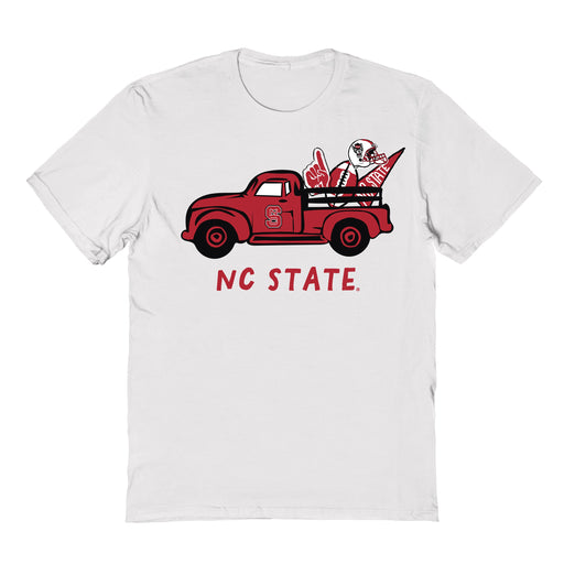 North Carolina State Wolfpacks Hand Sketched Vive La Fete Impressions Truck White T-shirt for Women