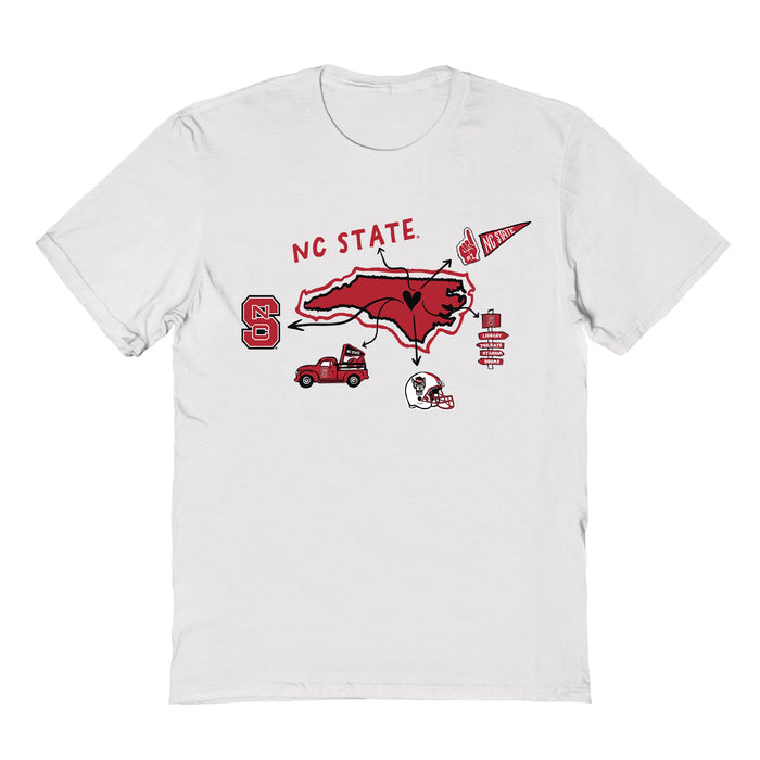 North Carolina State Wolfpacks Hand Sketched Vive La Fete Impressions Icones White T-shirt for Women