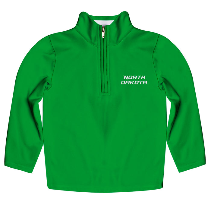 North Dakota Fighting Hawks Vive La Fete Game Day Solid Green Quarter Zip Pullover Sleeves