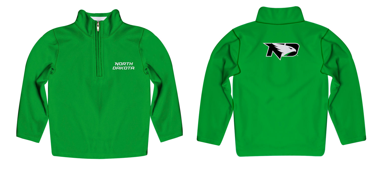 North Dakota Fighting Hawks Vive La Fete Game Day Solid Green Quarter Zip Pullover Sleeves - Vive La Fête - Online Apparel Store