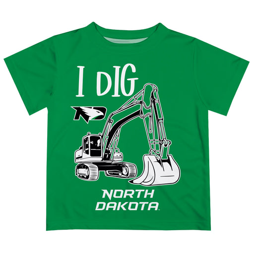 North Dakota Fighting Hawks Vive La Fete Excavator Boys Game Day Green Short Sleeve Tee