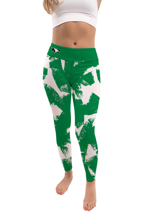 North Dakota Fighting Hawks Vive La Fete Paint Brush Logo on Waist Women Green Yoga Leggings