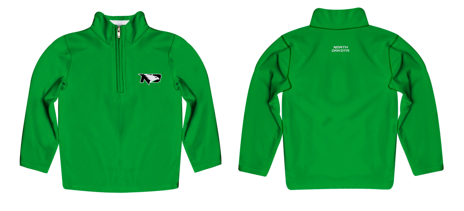 North Dakota Fighting Hawks Vive La Fete Logo and Mascot Name Womens Green Quarter Zip Pullover - Vive La Fête - Online Apparel Store