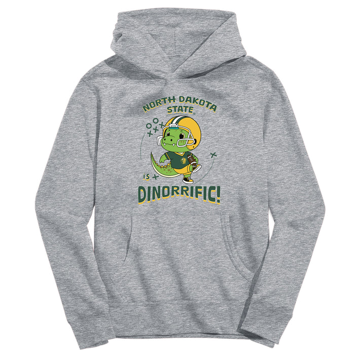 North Dakota Bison Dinorrific Heather Grey Cotton Youth Hoodie