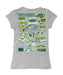 North Dakota Bison Hand Sketched Vive La Fete Impressions Artwork Grey Girls Cotton Short Sleeve Tee - Vive La Fête - Online Apparel Store