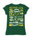 North Dakota Bison Hand Sketched Vive La Fete Impressions Artwork Green Girls Cotton Short Sleeve Tee - Vive La Fête - Online Apparel Store