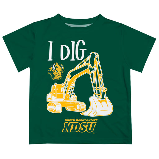 North Dakota Bison Vive La Fete Excavator Boys Game Day Green Short Sleeve Tee