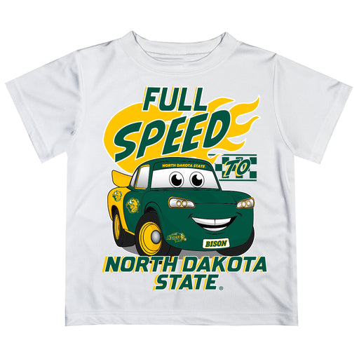North Dakota Bison Vive La Fete Toy Racing Car Boys Game Day White Short Sleeve Tee