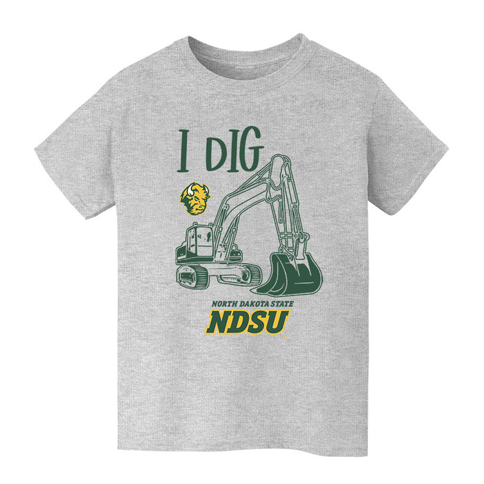 North Dakota Bison Vive La Fete Excavator Heather Grey Cotton Short Sleeve Tee