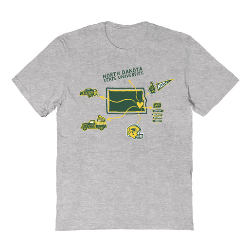 North Dakota Bison Hand Sketched Vive La Fete Impressions Icones Kids Grey T-shirt