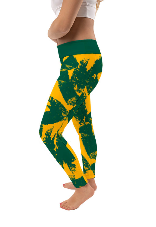 North Dakota Bison Vive La Fete Paint Brush Logo on Waist Women Green Yoga Leggings - Vive La Fête - Online Apparel Store