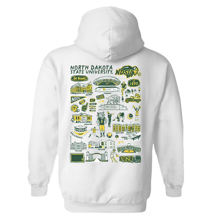 North Dakota Bison Hand Sketched Artwork Cotton Fleece Women Hoodie - Vive La Fête - Online Apparel Store