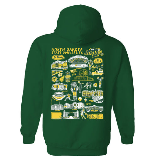 North Dakota Bison Hand Sketched Artwork Cotton Fleece Women Hoodie - Vive La Fête - Online Apparel Store