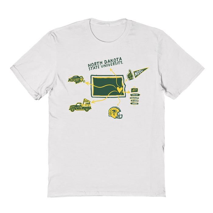 North Dakota Bison Hand Sketched Vive La Fete Impressions Icones White T-shirt for Women