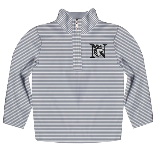 Northeastern University Huskies Embroidered Gray Stripes Quarter Zip Pullover