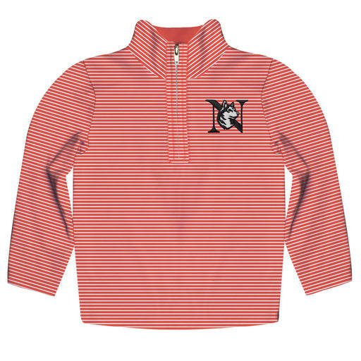 Northeastern University Huskies Embroidered Red Cardinal Stripes Quarter Zip Pullover