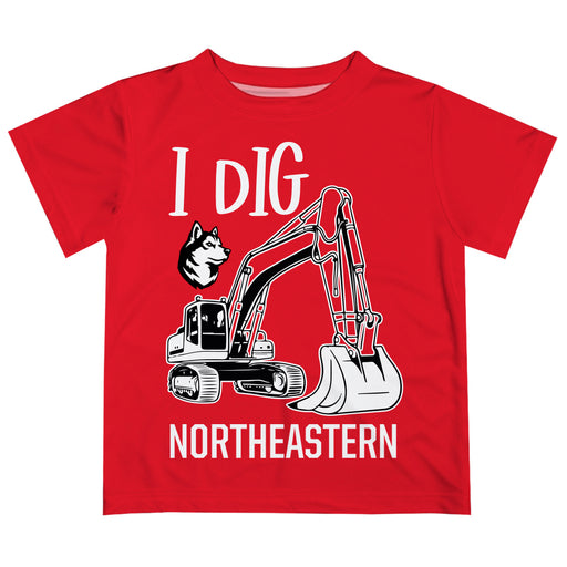 Northeastern University Huskies Vive La Fete Excavator Boys Game Day Red Short Sleeve Tee