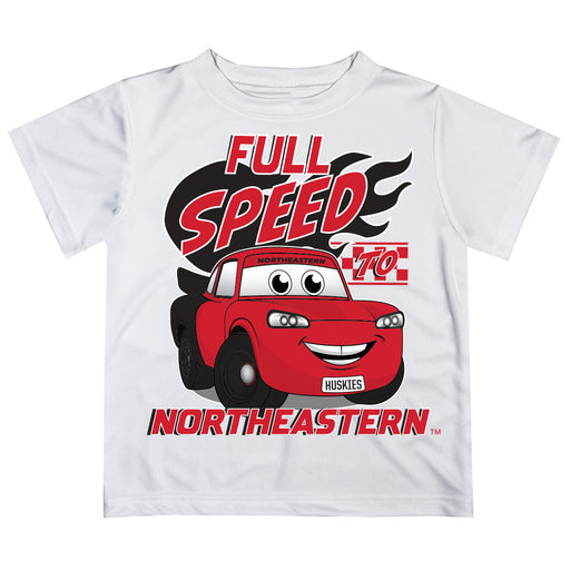 Northeastern University Huskies Vive La Fete Toy Racing Car Boys Game Day White Short Sleeve Tee
