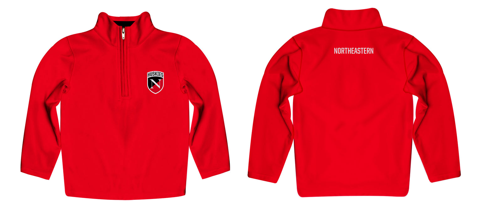 Northeastern Huskies Vive La Fete Logo and Mascot Name Womens Red Quarter Zip Pullover - Vive La Fête - Online Apparel Store