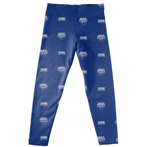 North Georgia Nighthawks Vive La Fete Girls Game Day All Over Two Logos Elastic Waist Classic Play Blue Leggings Tights