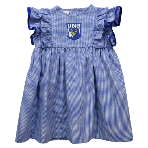 North Georgia Nighthawks Embroidered Royal Gingham Ruffle Dress